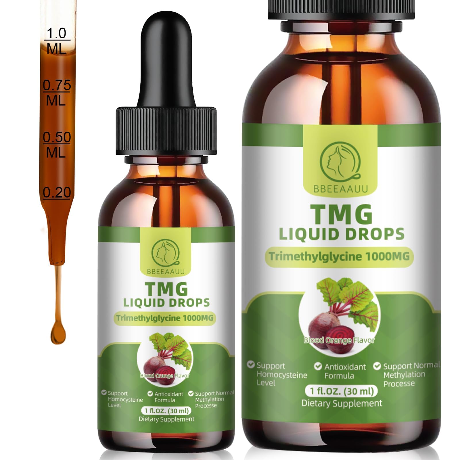 BBEEAAUU TMG Liquid Drops 1000mg lifestyle image with water