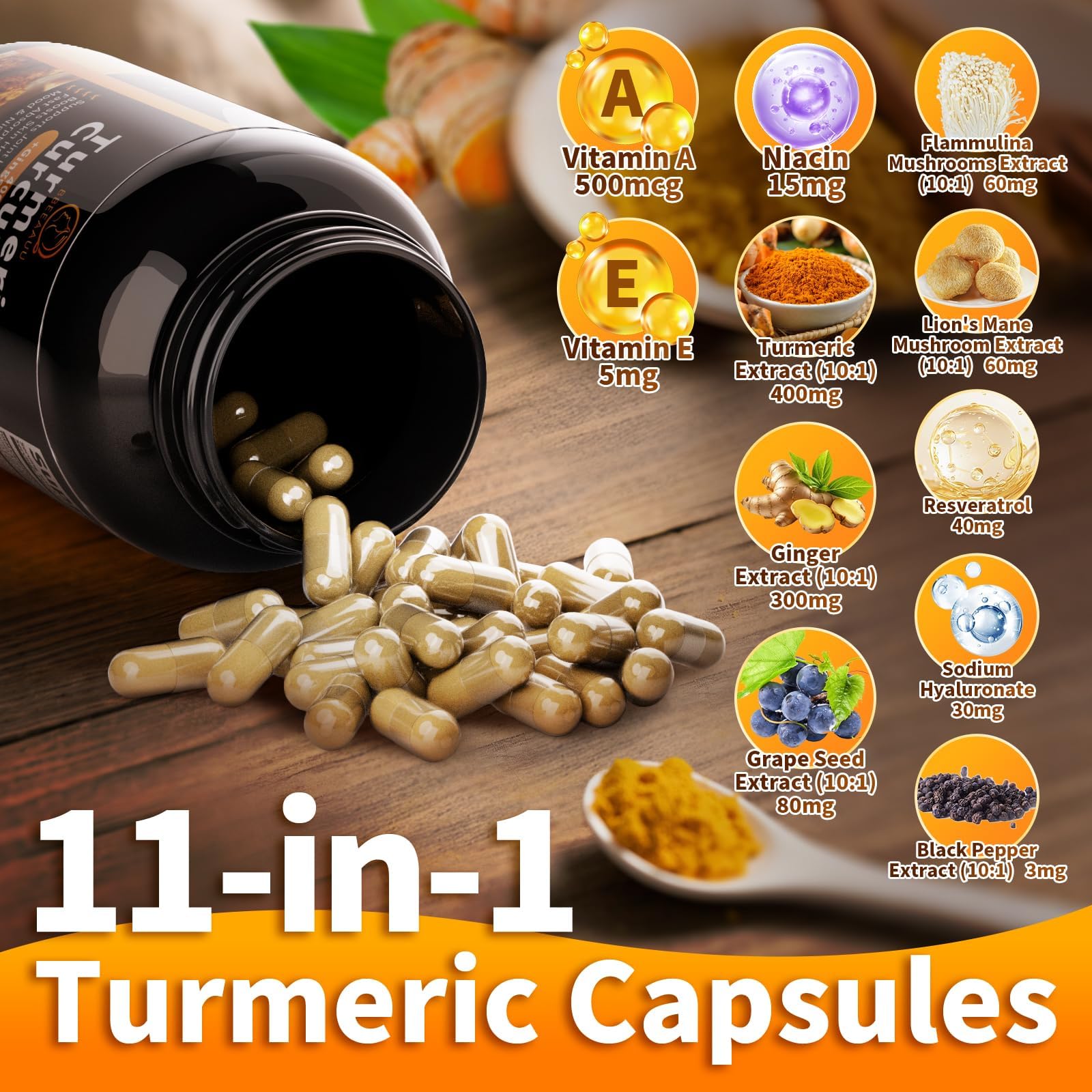 BBEEAAUU Turmeric Capsules with a measuring spoon