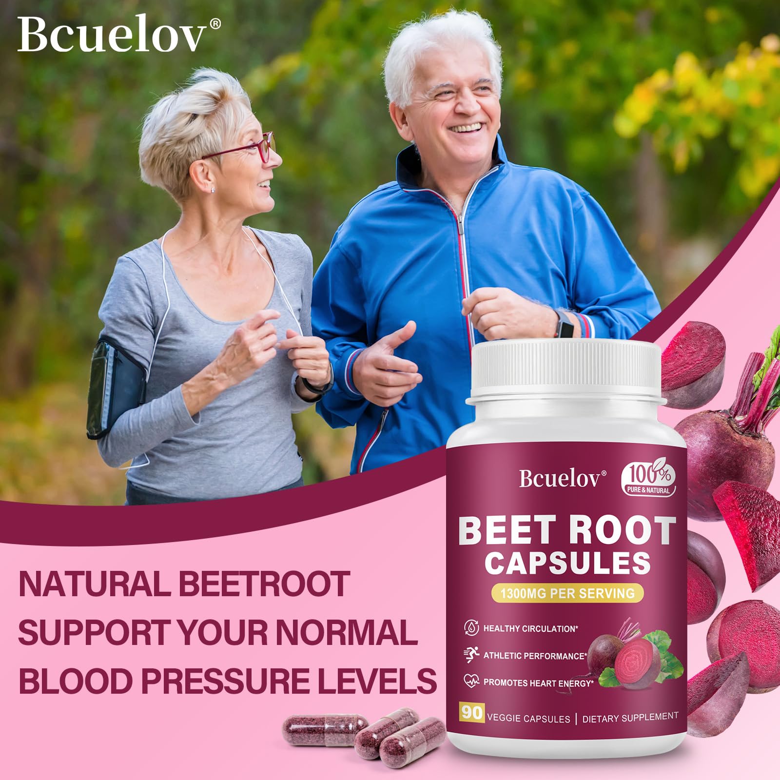 Bcuelov Beet Root Powder Capsules back view showing ingredients