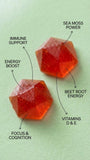 BDE Sea Moss Gummies with a measuring spoon