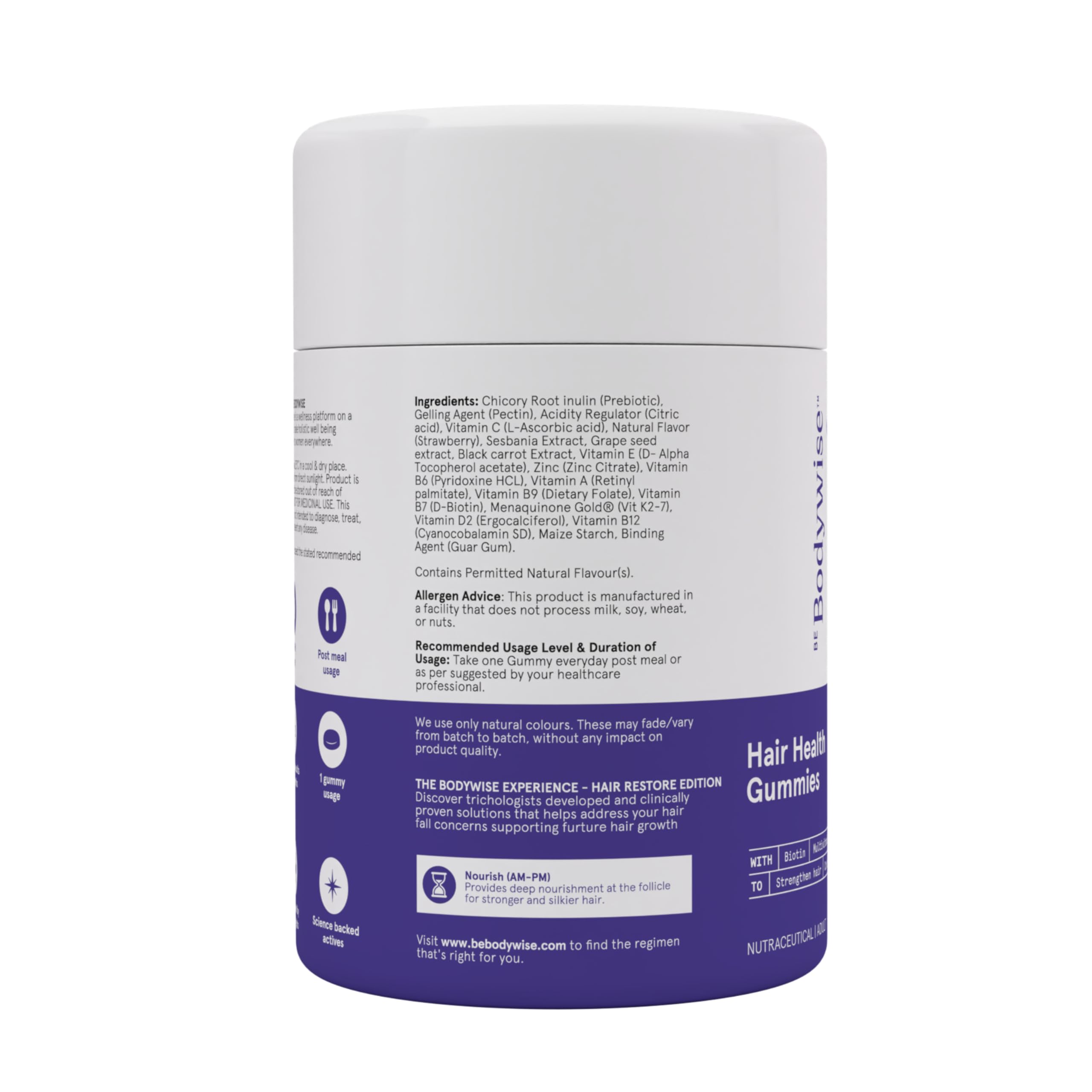 Be Bodywise Biotin Gummies with chicory inulin