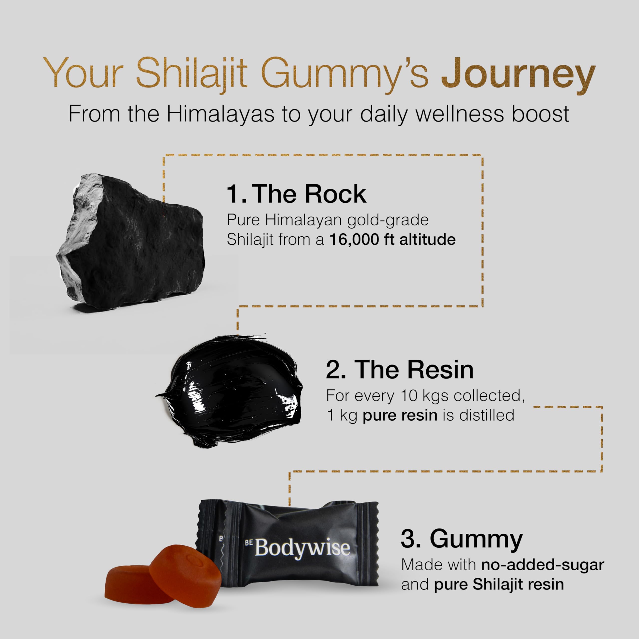 Be Bodywise Pure Himalayan Shilajit Gold Gummies individual wrapped