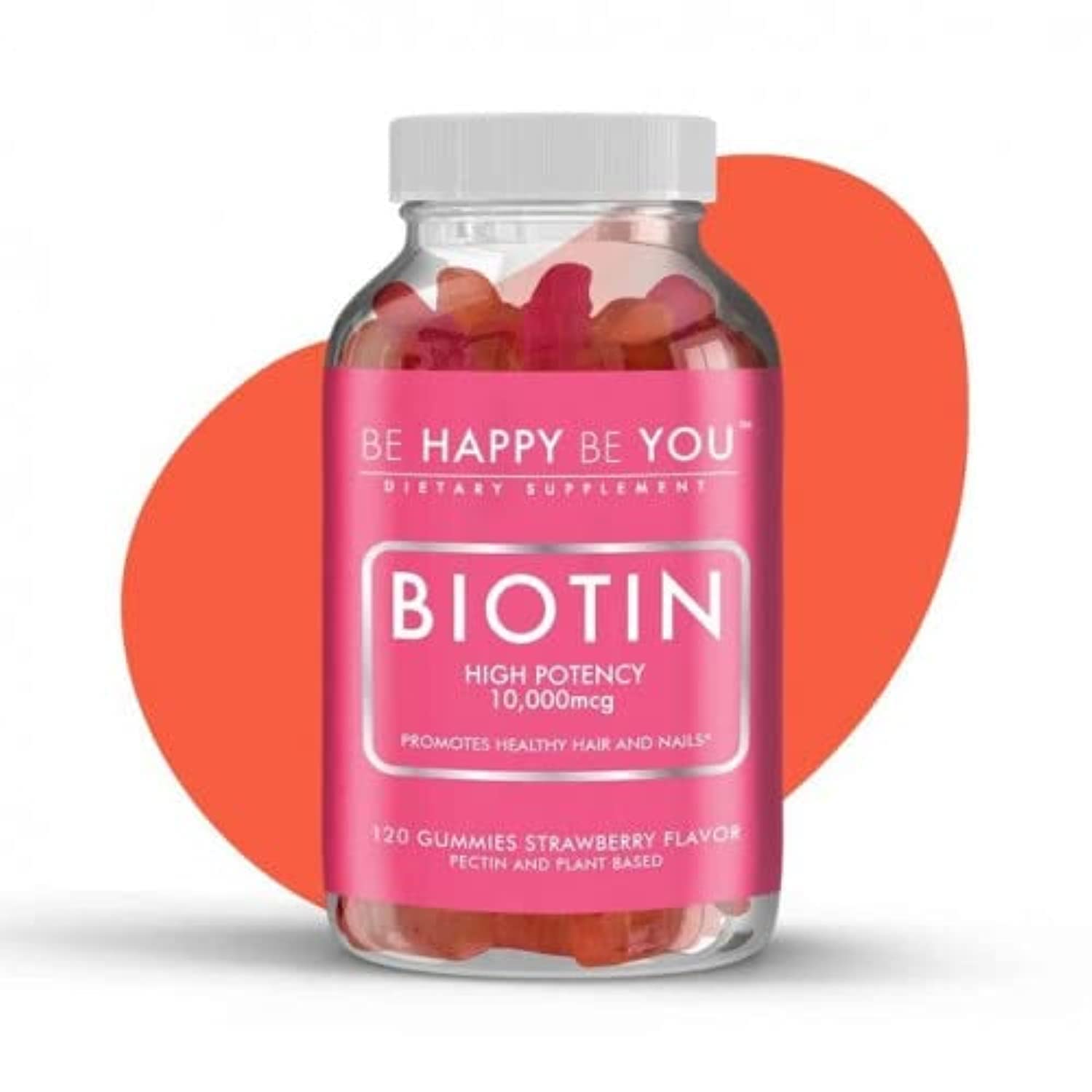 Be Happy Be You Biotin Gummies 10,000mcg front view packaging