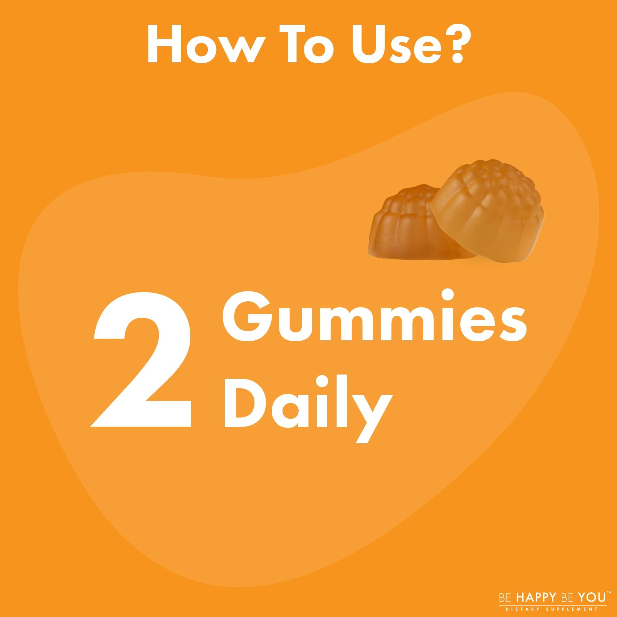 Be Happy Be You Ginger & Turmeric Gummies with turmeric roots
