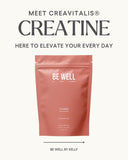 Be Well Creatine Monohydrate 454g back view with nutritional information