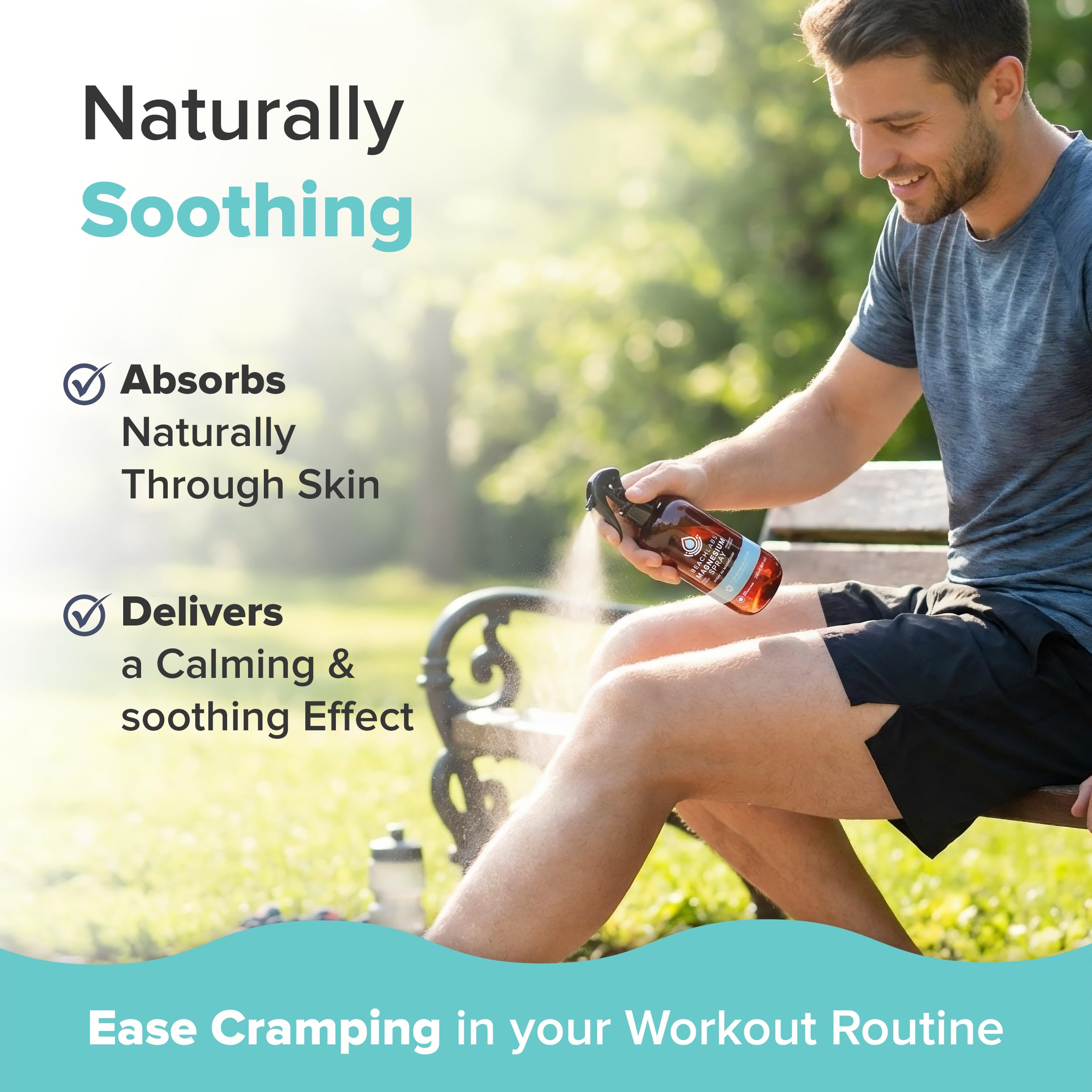 Beach Labs Magnesium Spray 300g lifestyle scene outdoors