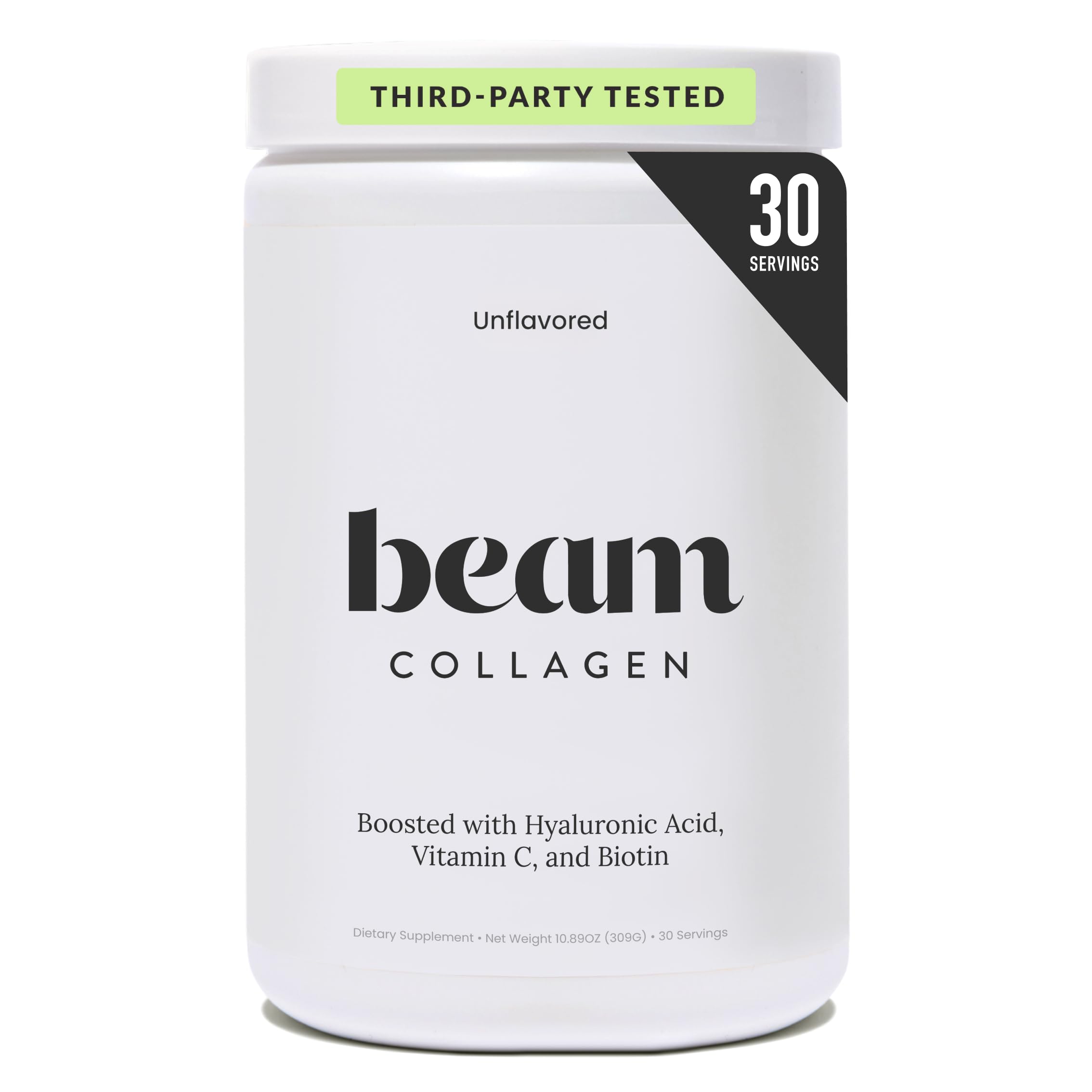 Beam Collagen Powder front view with packaging details