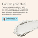 Beam Creatine Monohydrate Powder 5G Blue Raspberry mixed in water