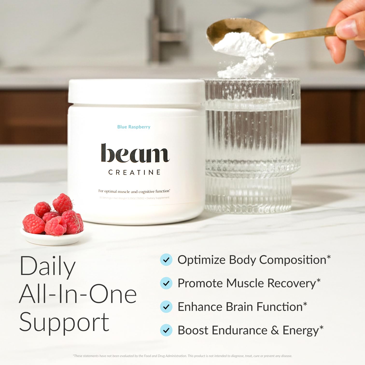 Beam Creatine Monohydrate Powder 5G Blue Raspberry packaging