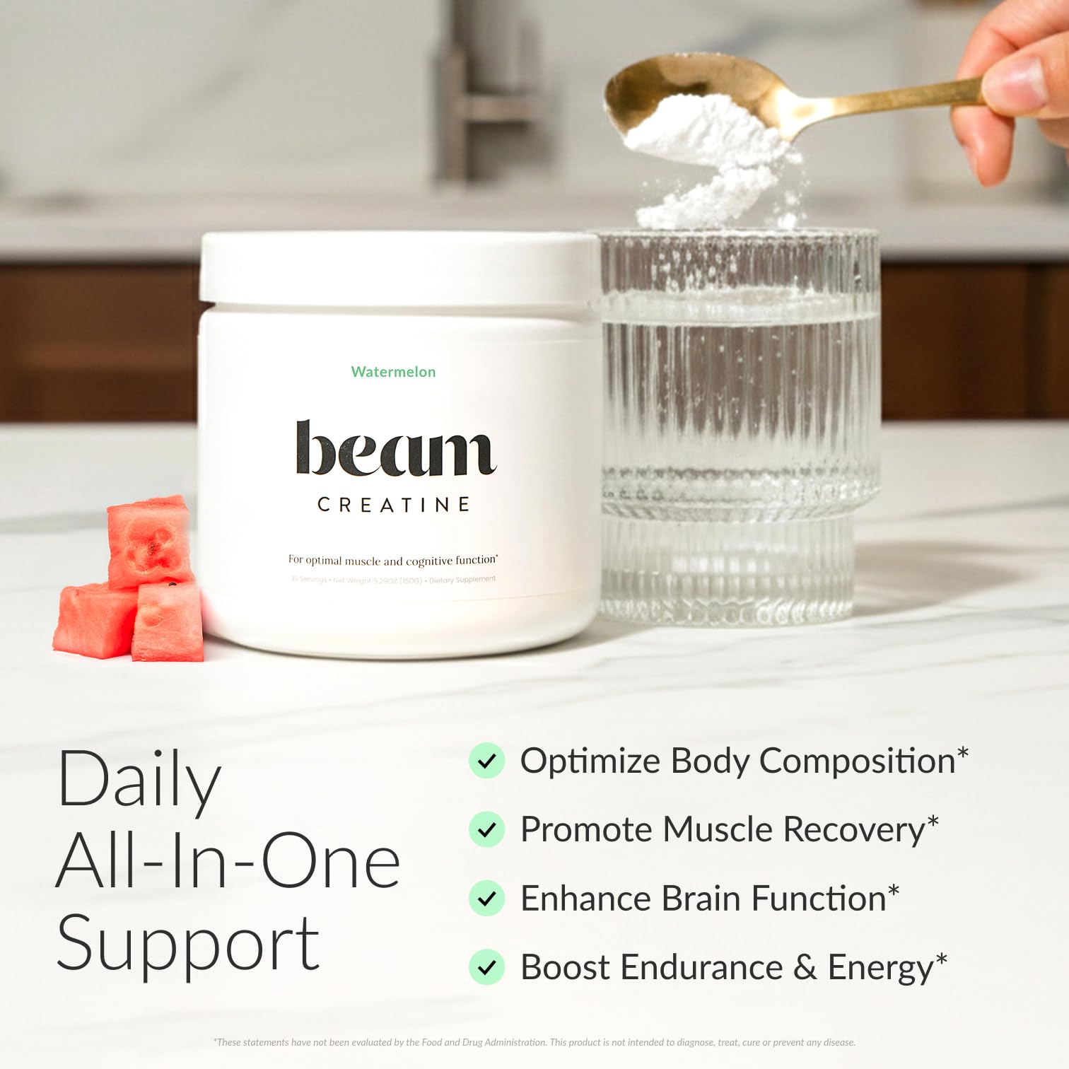Beam Creatine Monohydrate Powder 5G Watermelon flavour side view