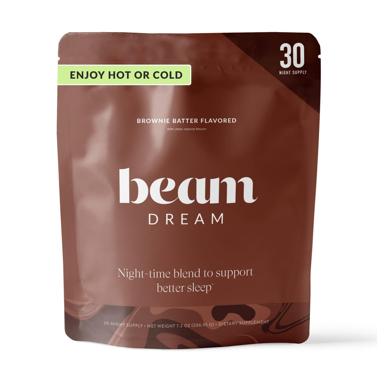 BEAM Dream Sleep Powder cocoa drink mix packaging front view