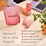 Beam Glow Women's Daily Wellness Supplement raspberry flavour drink