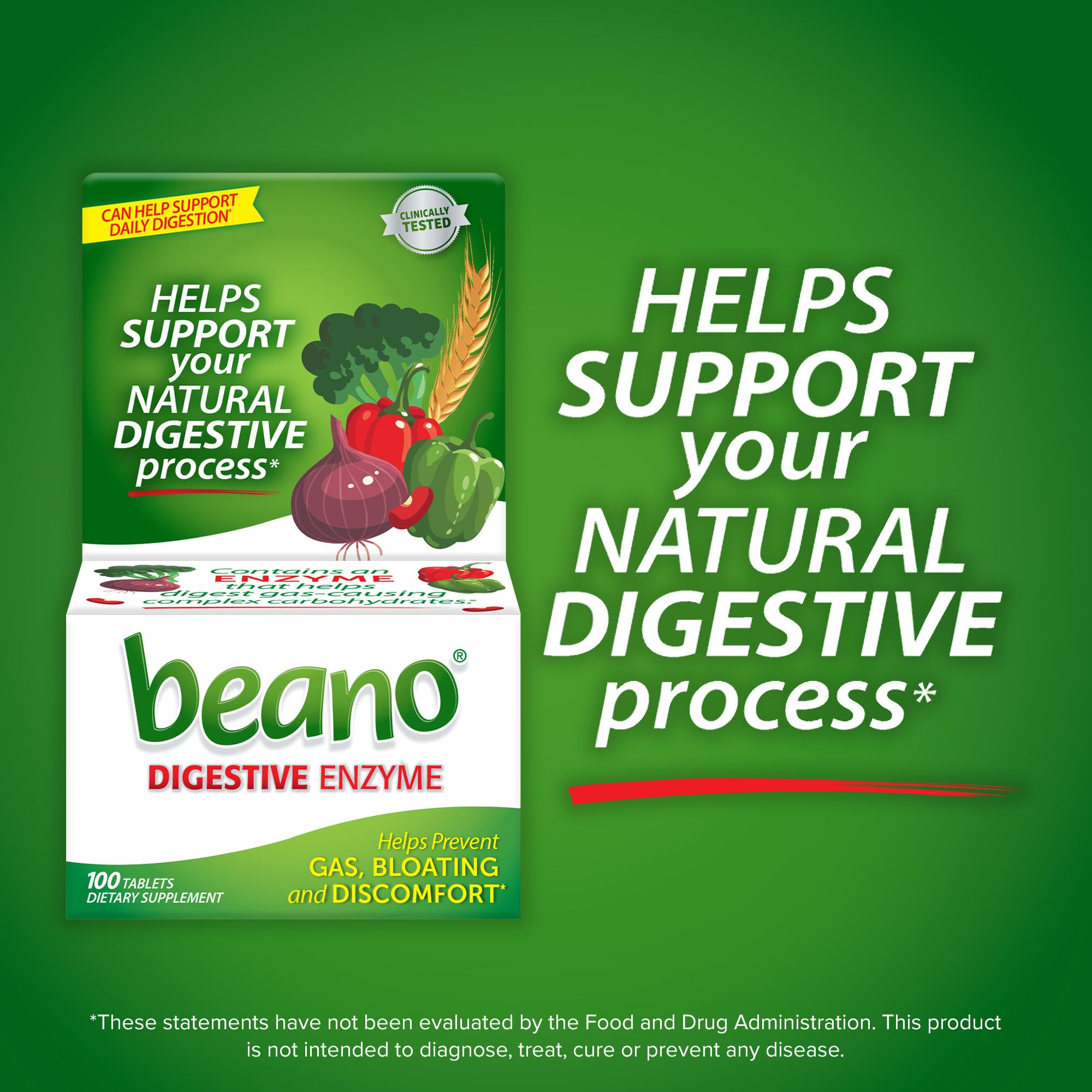Beano daily Enzyme Gas Relief 800 GALU side view
