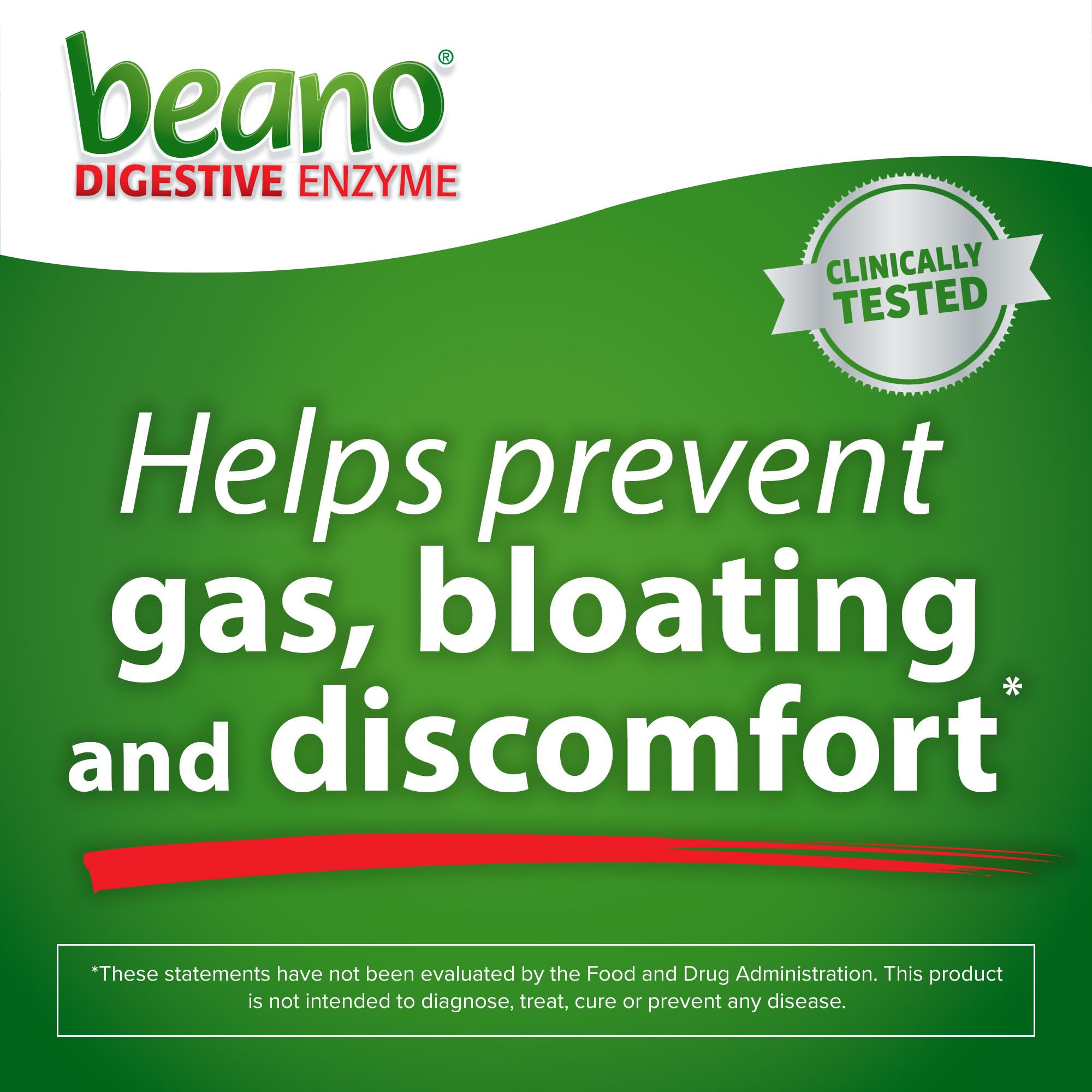 Beano daily Enzyme Gas Relief 800 GALU tablets on a surface