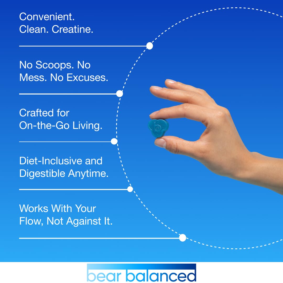 Bear Balanced Creatine Gummies displayed with fresh fruits