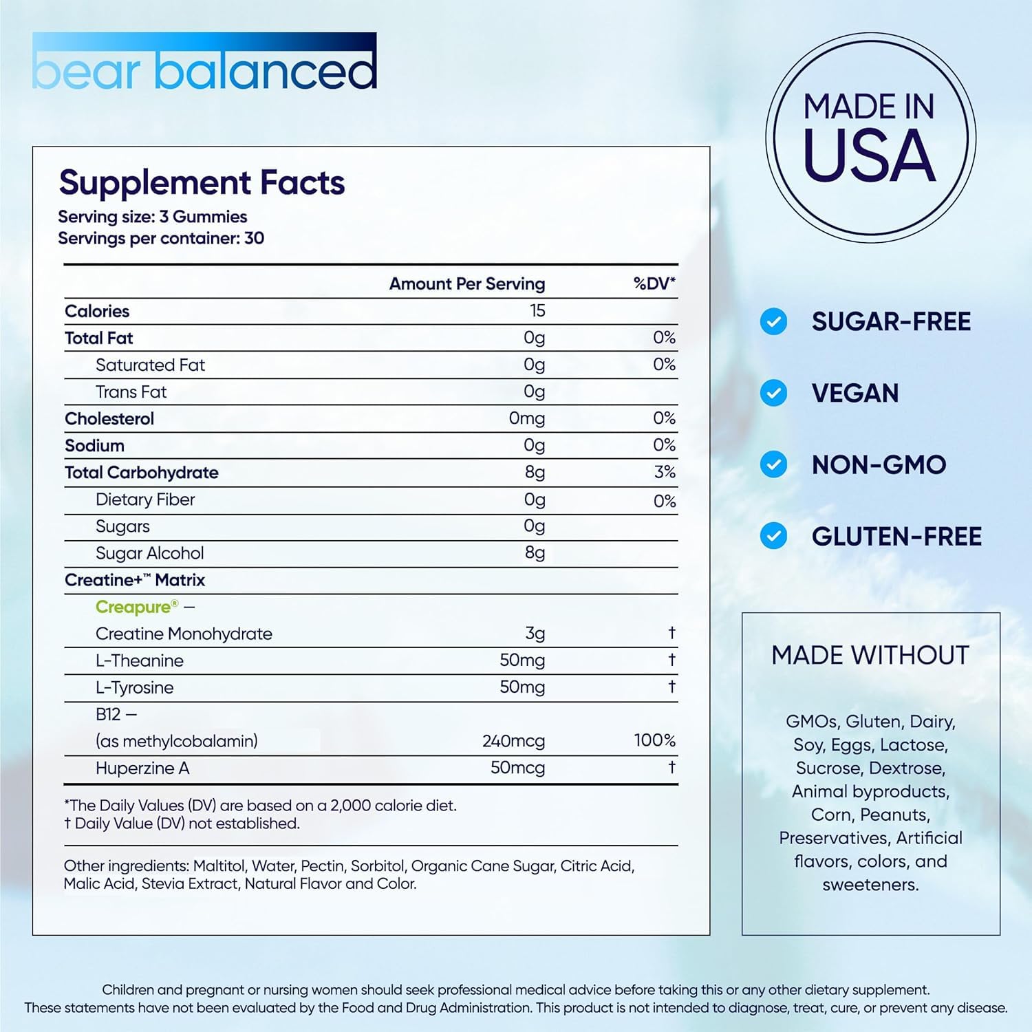 Bear Balanced Creatine Gummies in a hand