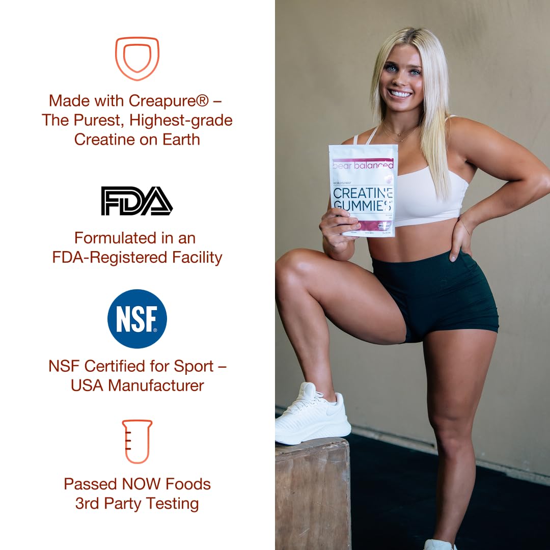 Bear Balanced Creatine Gummies opened bag with gummies visible