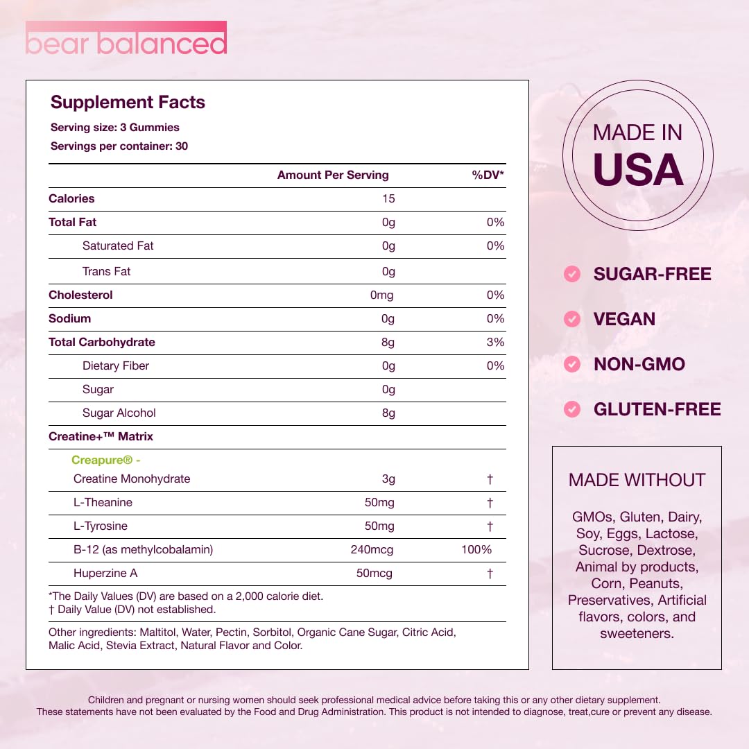 Bear Balanced Creatine Gummies showing serving size