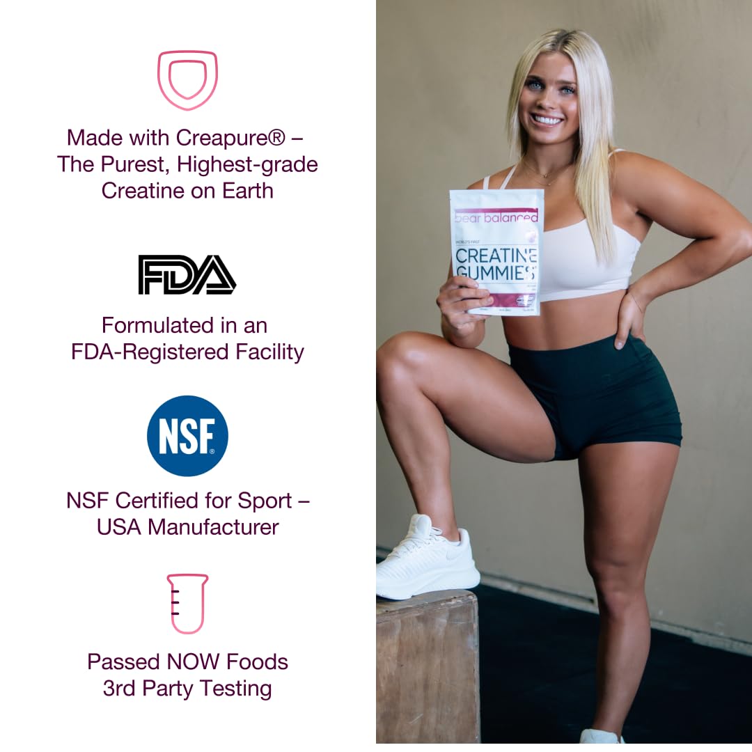 Bear Balanced Creatine Gummies with a measuring scoop