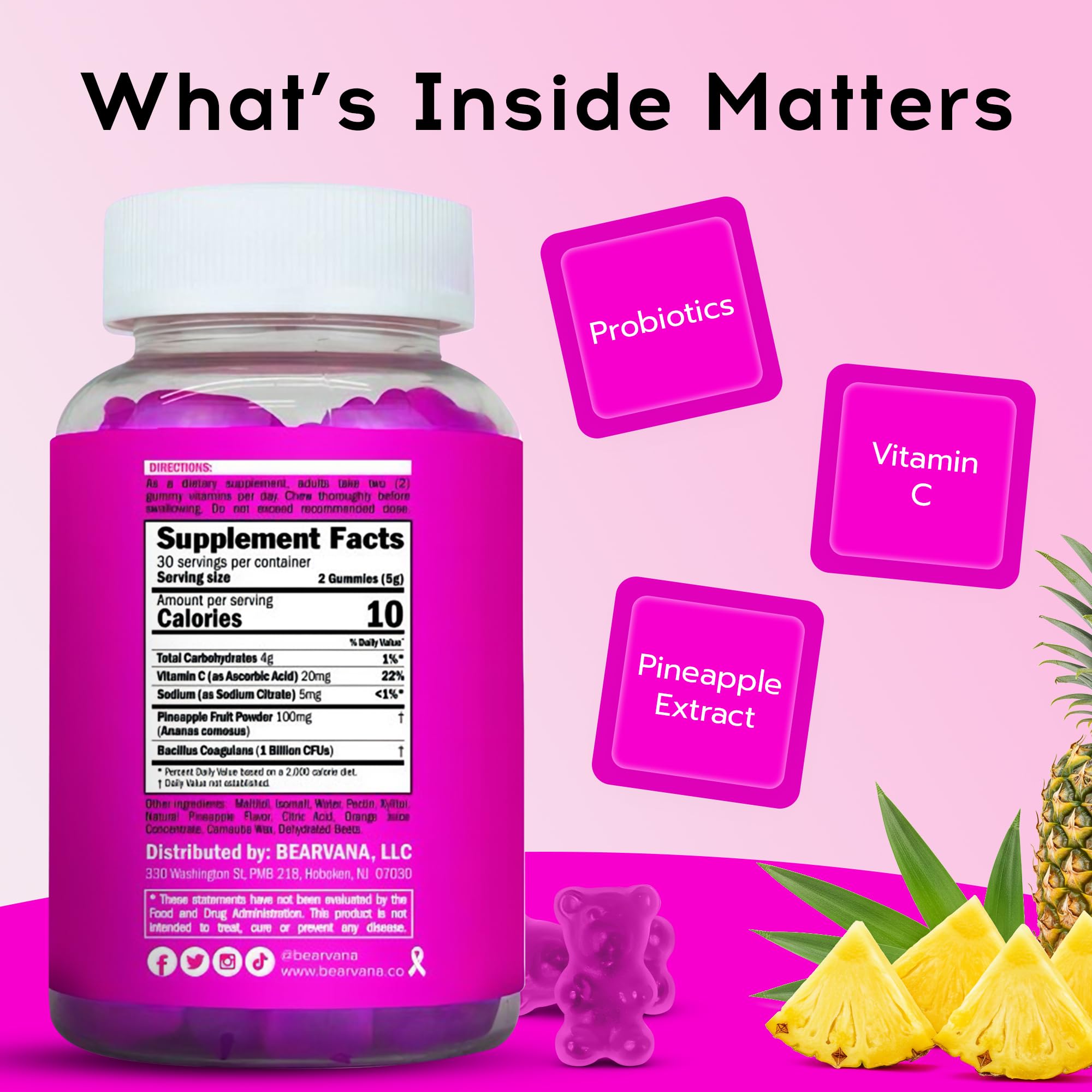 BEARVANA gummies ingredients list on packaging