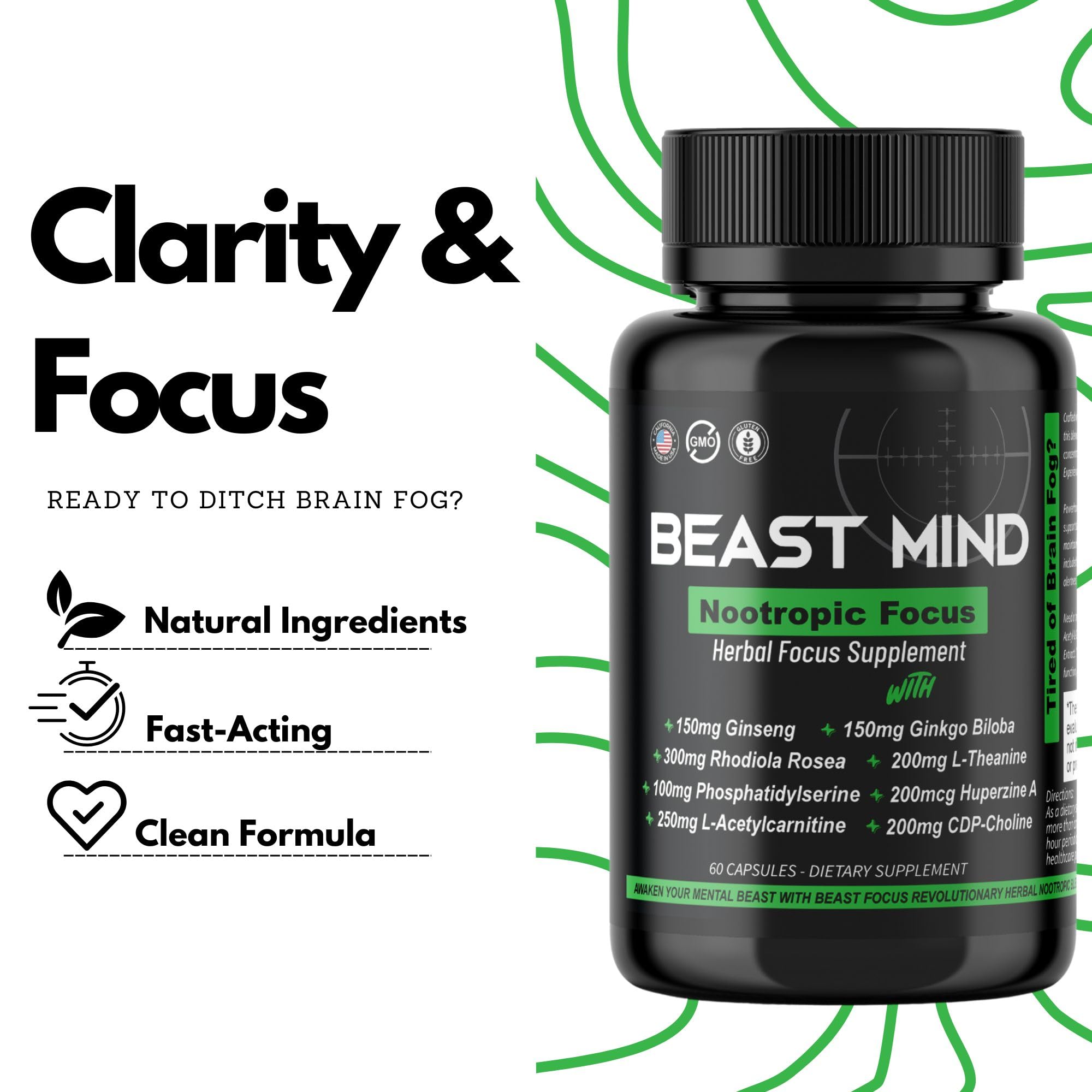 Beast Mind Focus Nootropic Supplement ingredients list