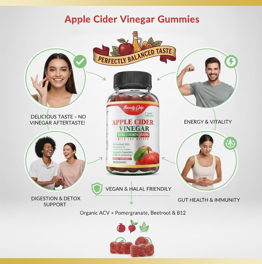 Beauty Grip Organic Apple Cider Vinegar Gummies packaging
