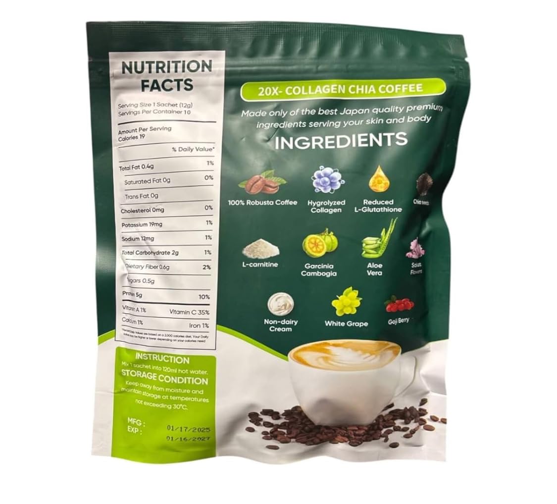Beauty Milk Collagen Chia Coffee preparation scene