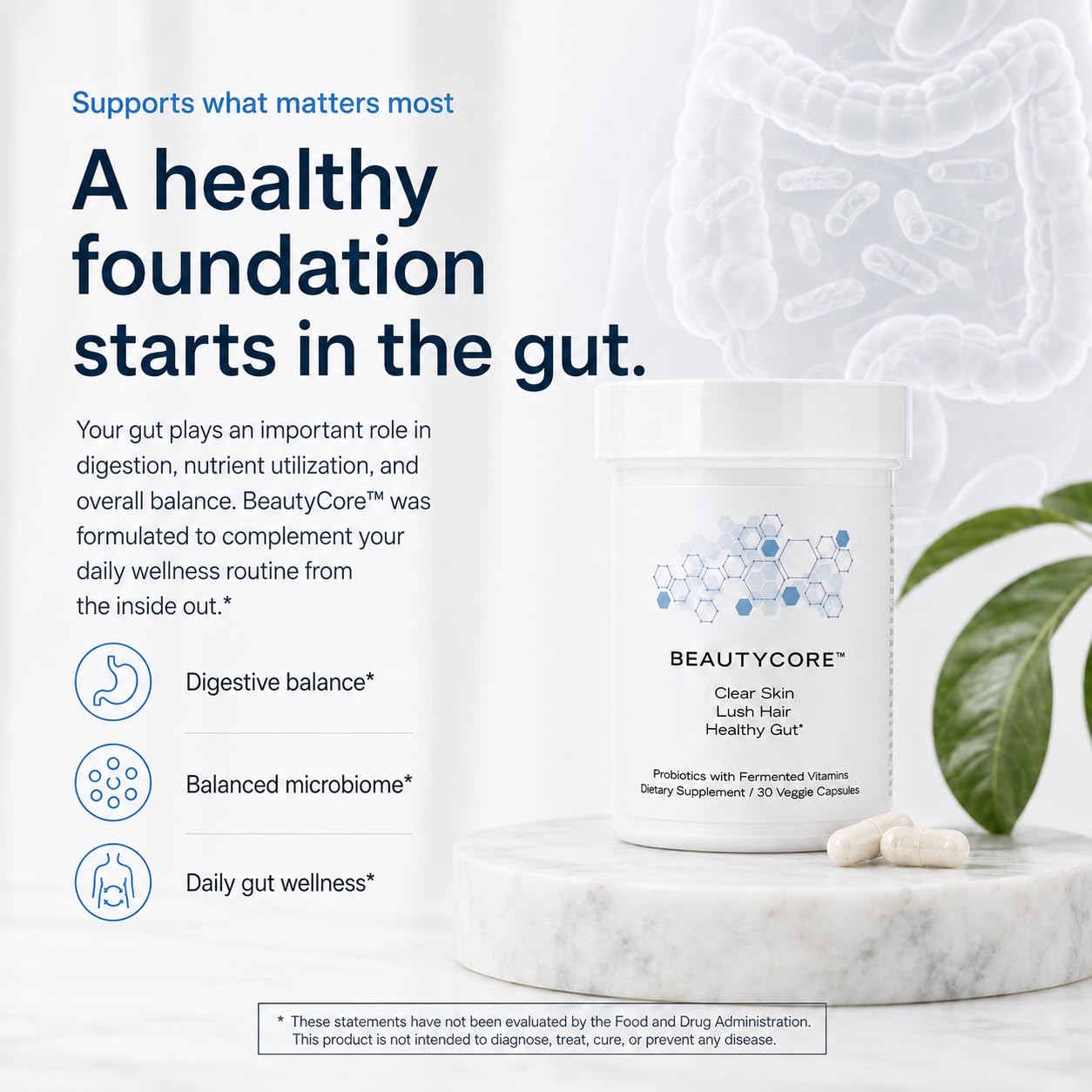Beautycore Collagen Supplement bottle with a soft background