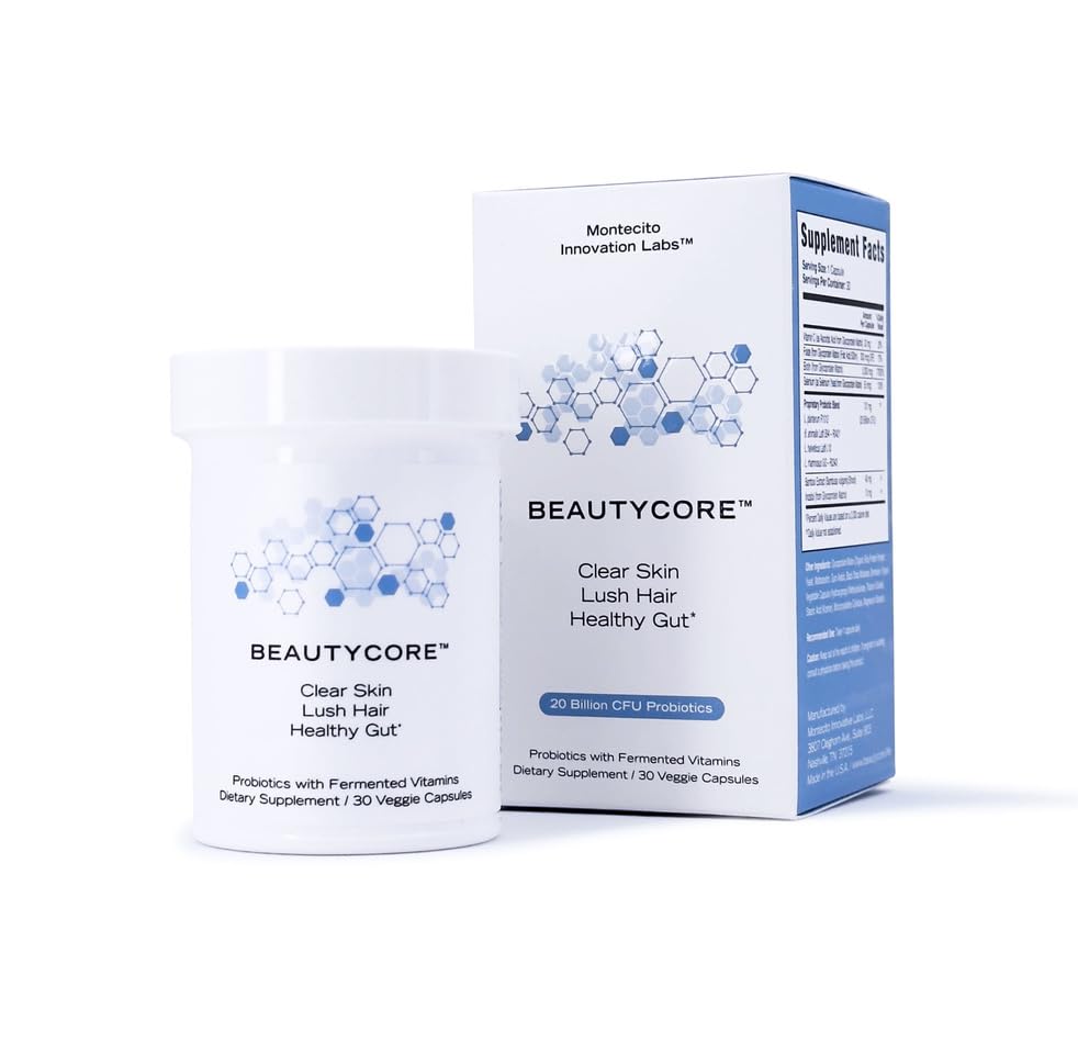 Beautycore Collagen Supplement front view with capsule bottle