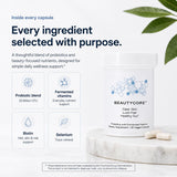 Beautycore Collagen Supplement with a measuring spoon and water