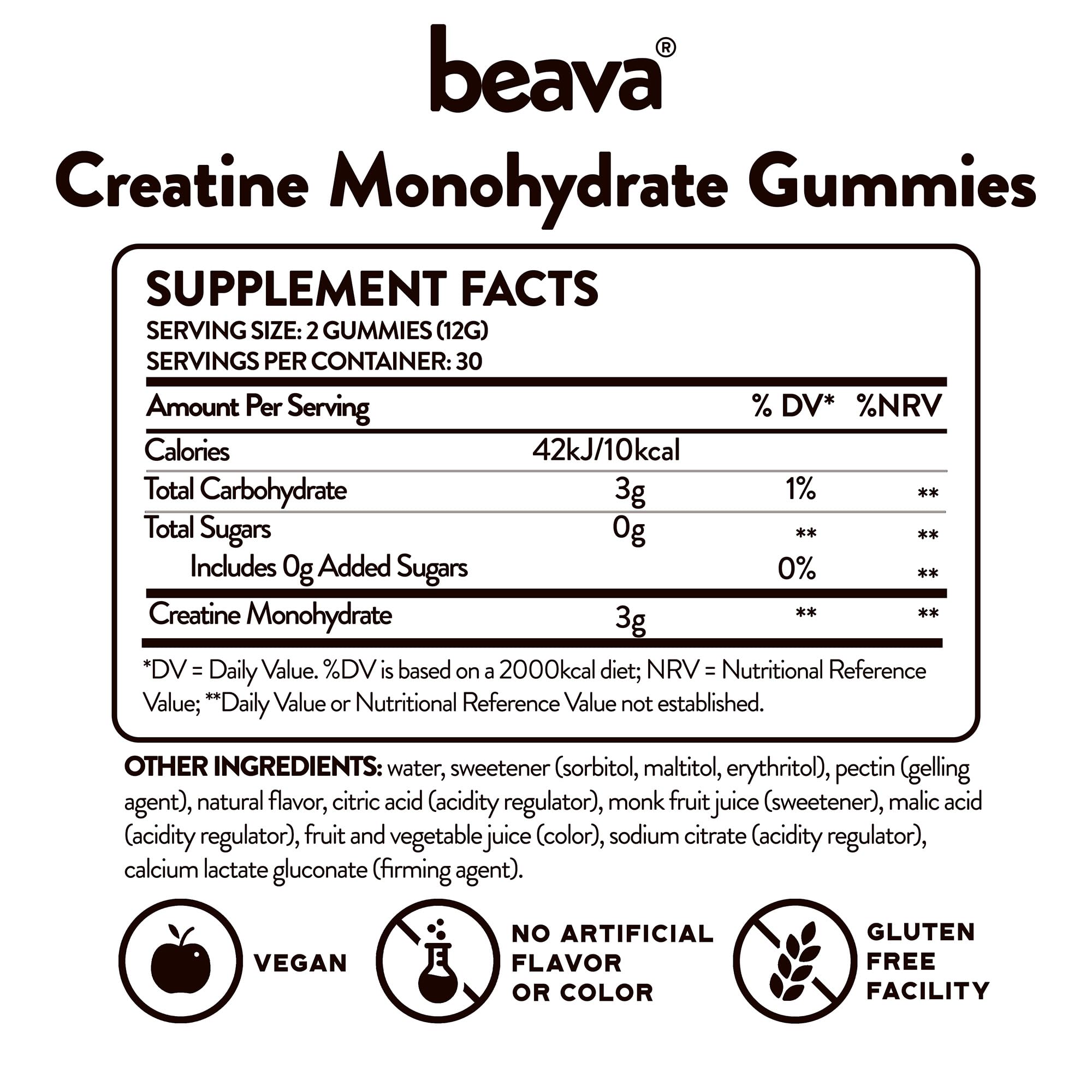 beava Creatine Gummies ingredients list
