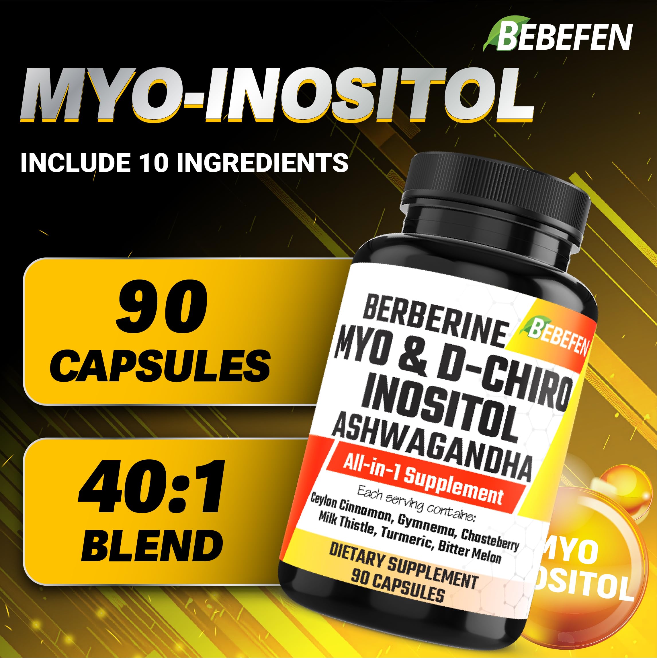 BEBEFEN B8 (Inositol) supplement side view showing ingredients