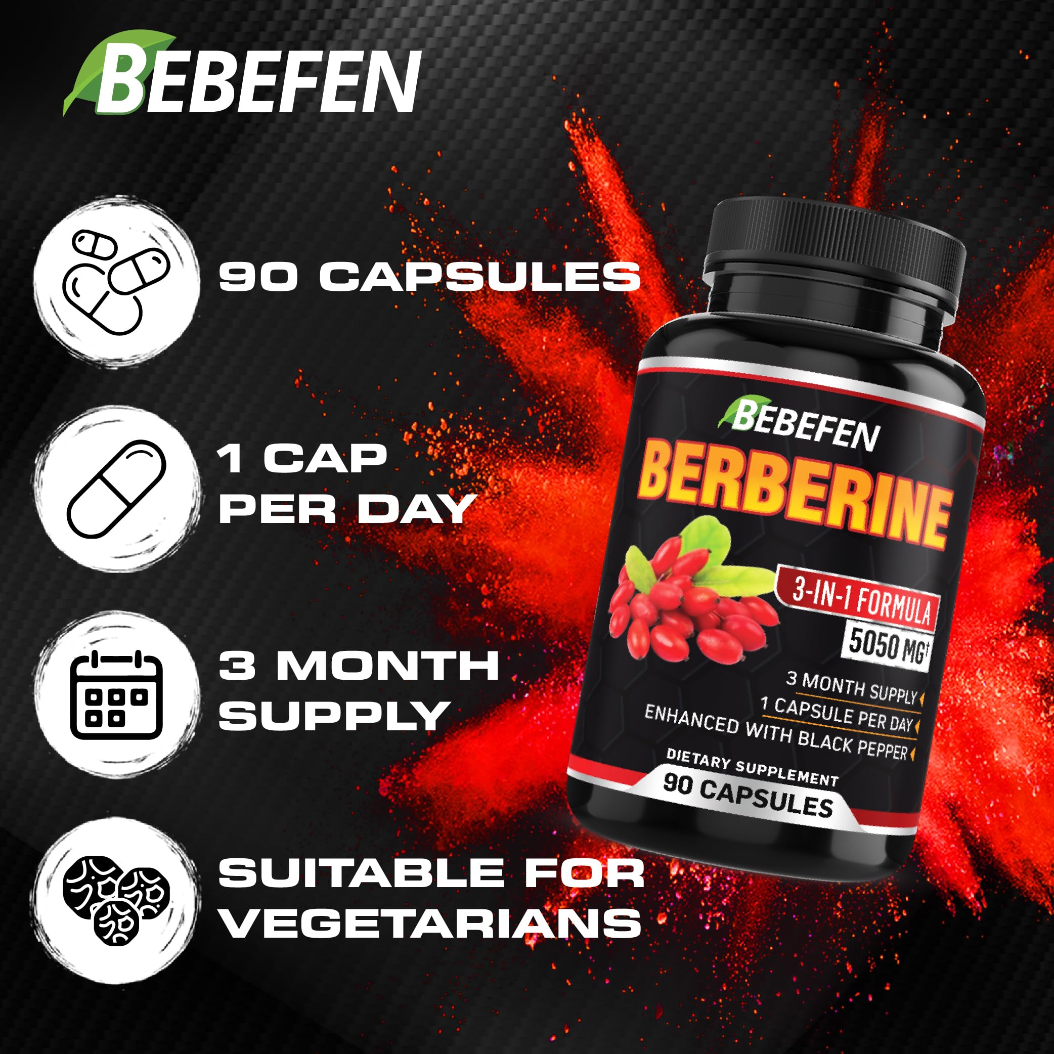 BEBEFEN Blended Vitamin & Mineral Supplement on a wooden table