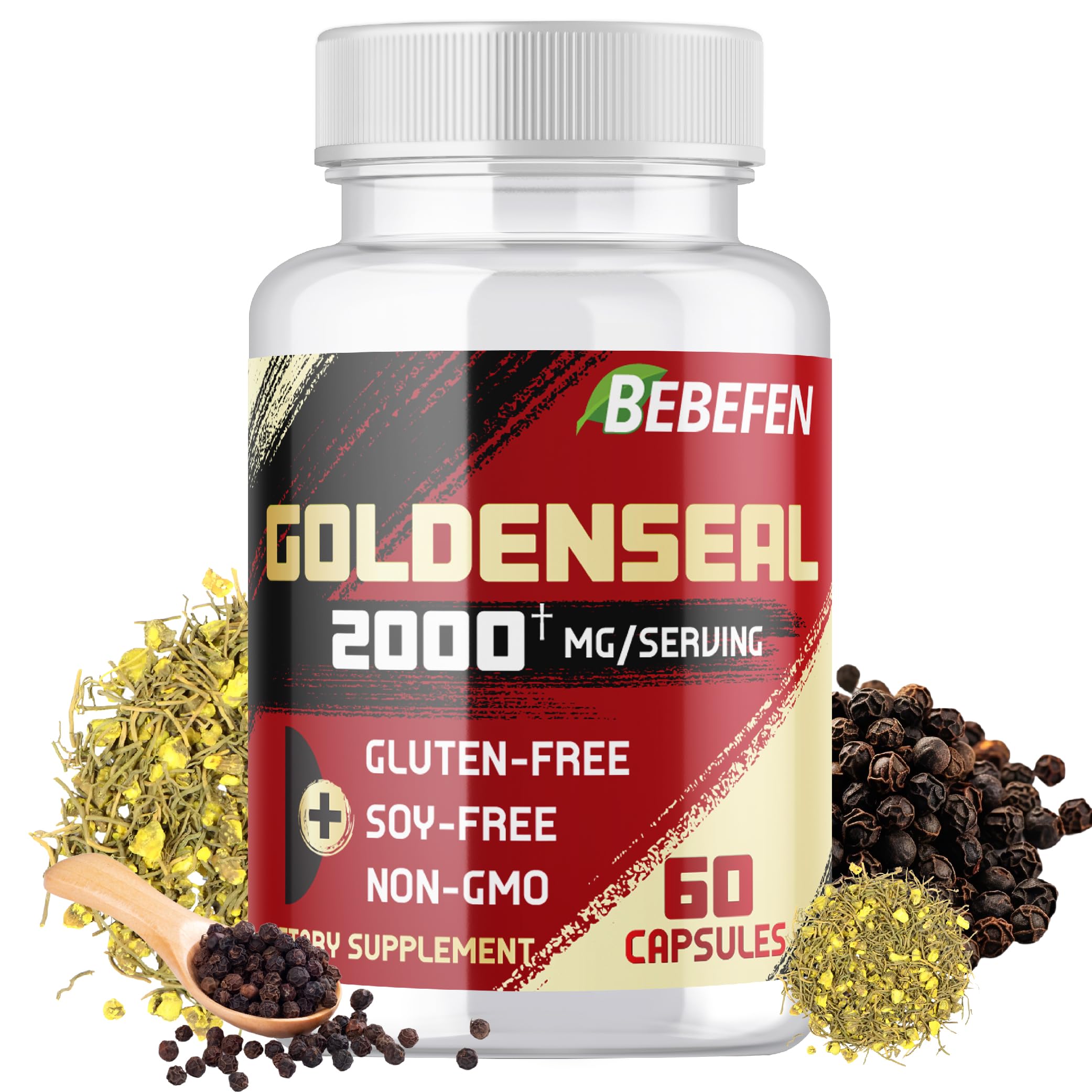 BEBEFEN Goldenseal Extract Capsules 2000mg front view