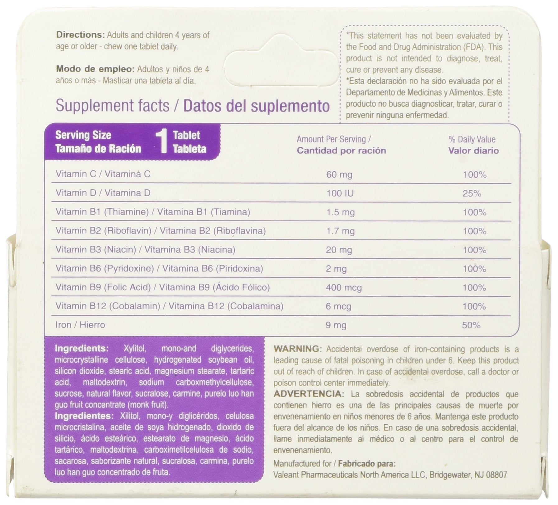 Bedoyecta Kids Multivitamins packaging with ingredients list