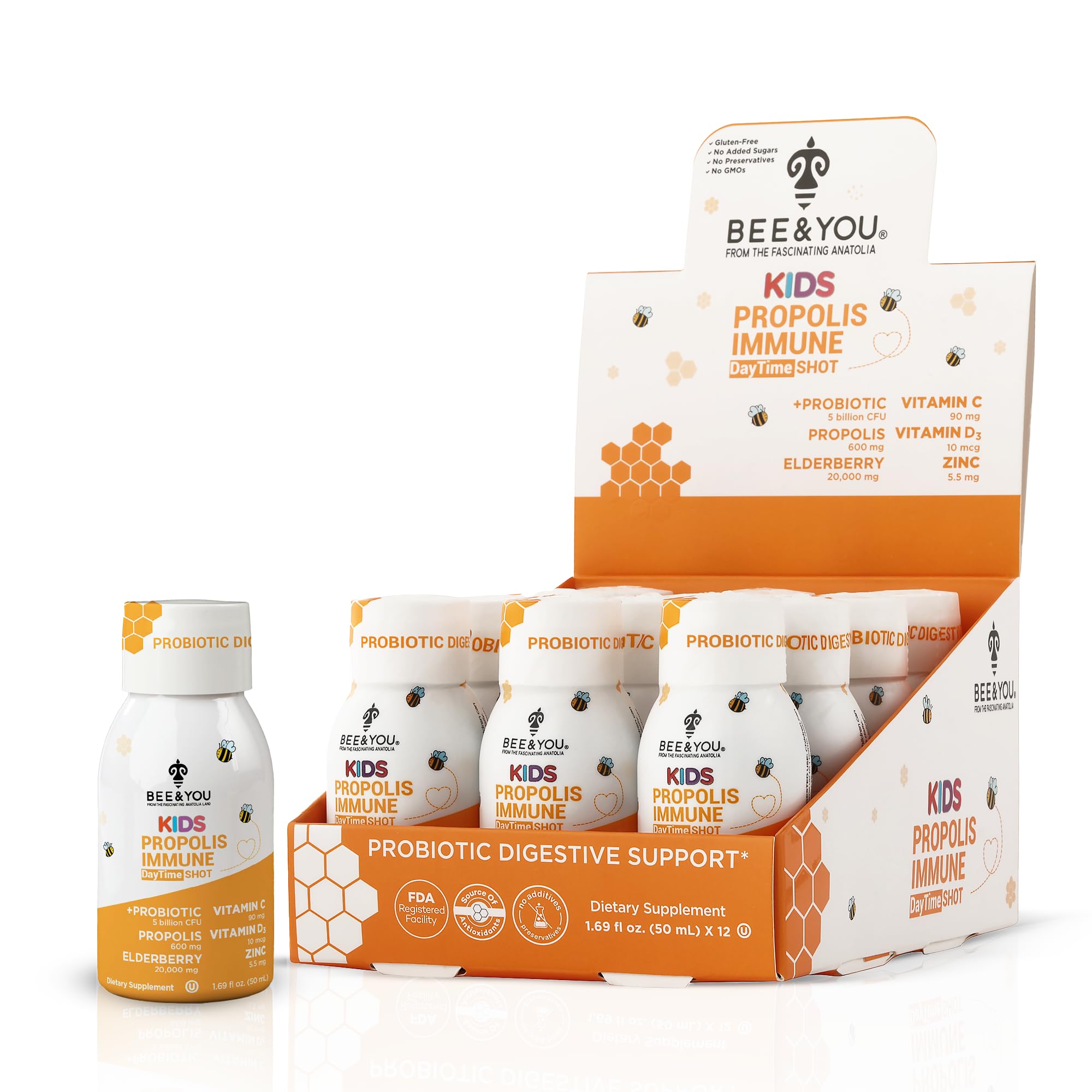 BEE & YOU Kids daily wellness Support Propolis Supplement front view