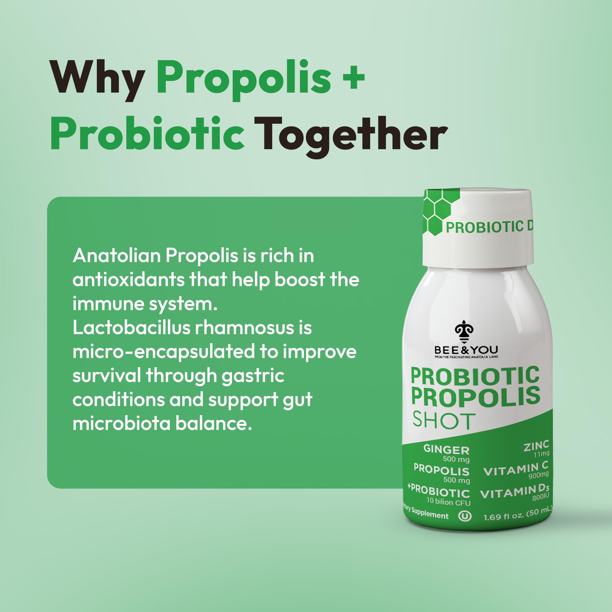 BEE & YOU Propolis Shot with Vitamin C, D3, and Zinc