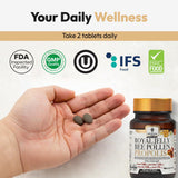 BEE & YOU Royal Jelly Propolis Bee Pollen Tablets on a wooden table