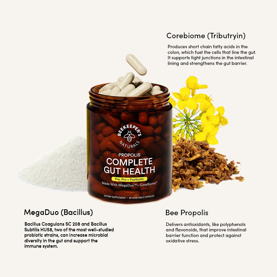 Beekeeper's Naturals Complete a daily routine bottle with ingredients list