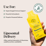 Beekeeper's Naturals Kid’s daily wellness Liposomal Vitamin C packet open with liquid