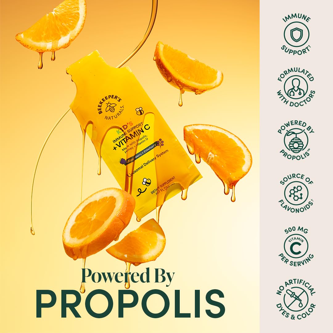 Beekeeper's Naturals Kid's daily wellness Liposomal Vitamin C sachets displayed