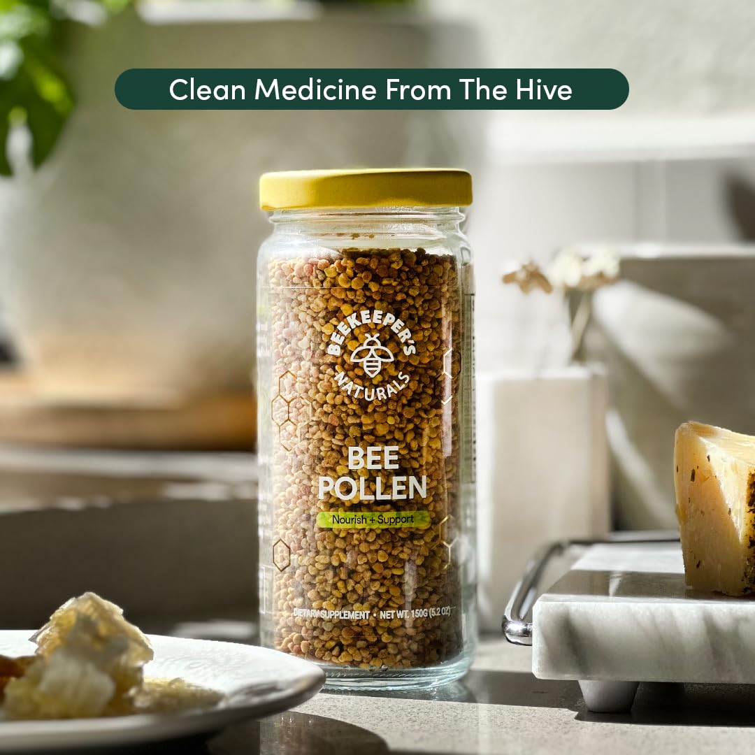 Beekeeper's Naturals Raw Bee Pollen Granules lifestyle shot