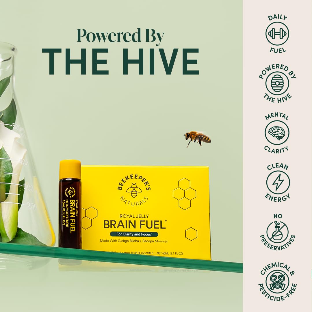 Beekeeper's Naturals Royal Jelly Brain Fuel side view with packaging