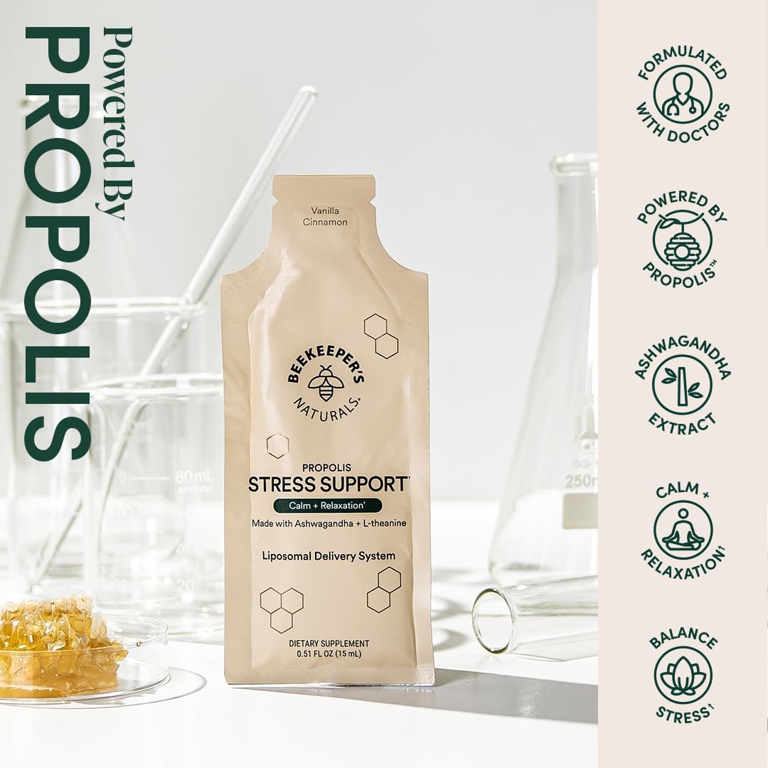 Beekeeper's Naturals Stress Support Liposomal packet side view