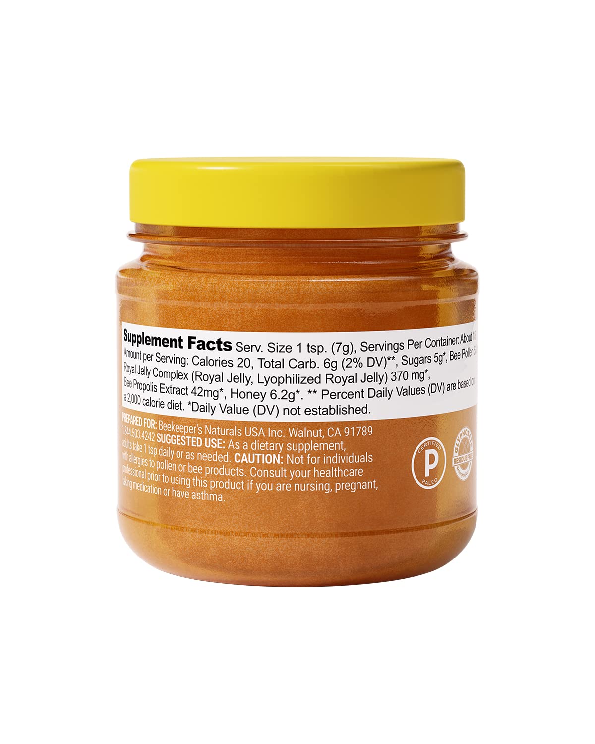 Beekeeper's Naturals Superfood Honey 125g jar side view