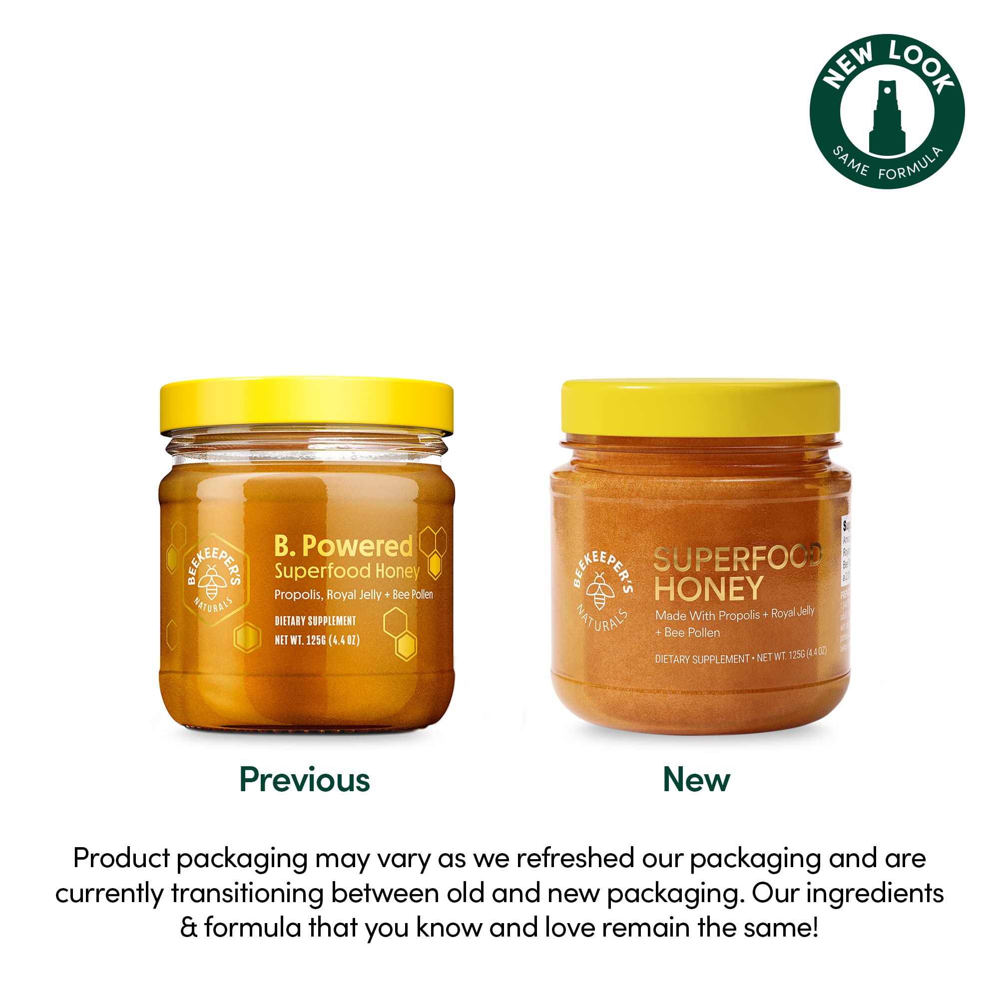 Beekeeper's Naturals Superfood Honey 125g jar with spoon