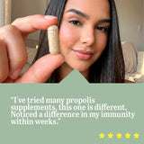 Beelife Green Propolis Capsules bottle with a natural setting