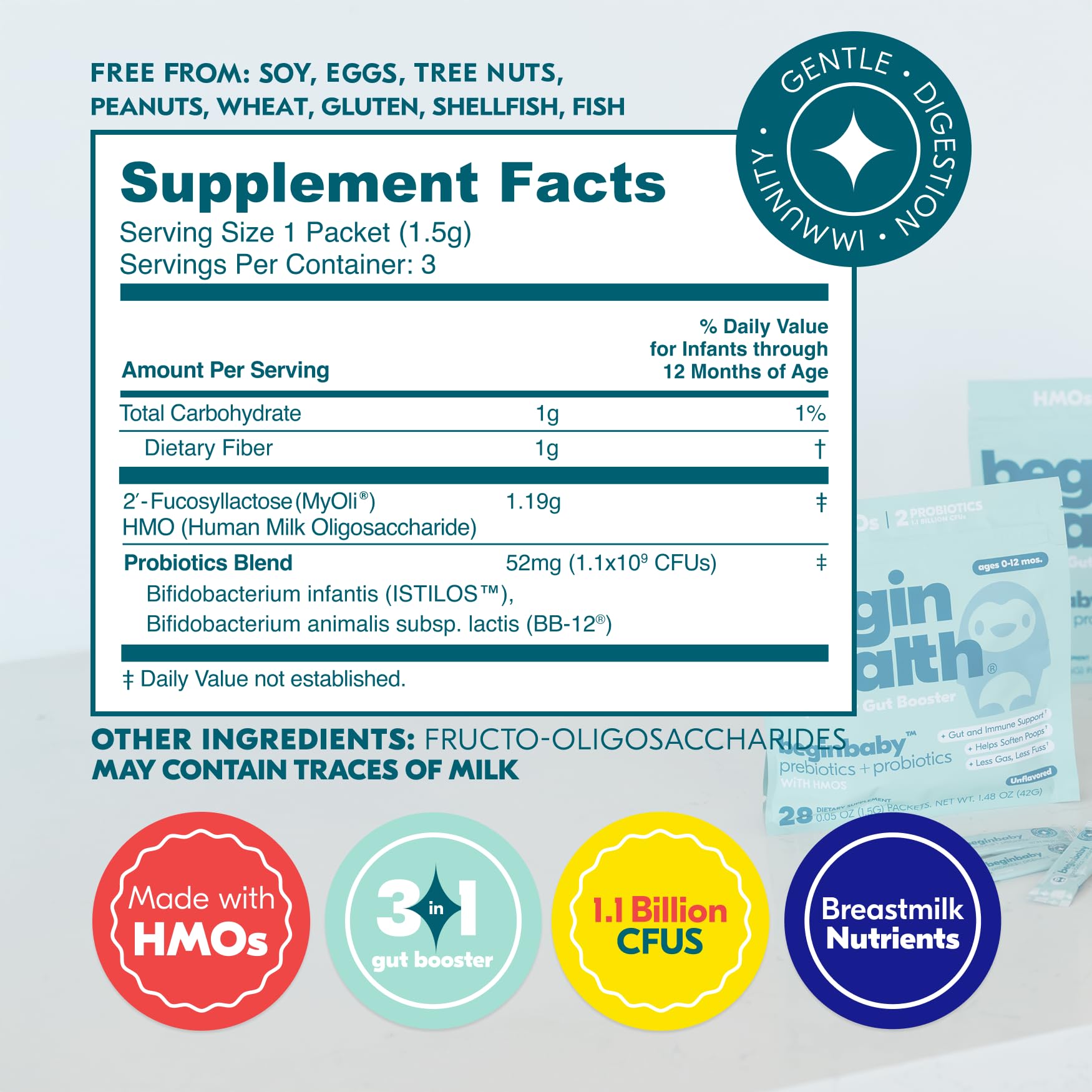 Begin Health Baby Probiotic Powder individual packet