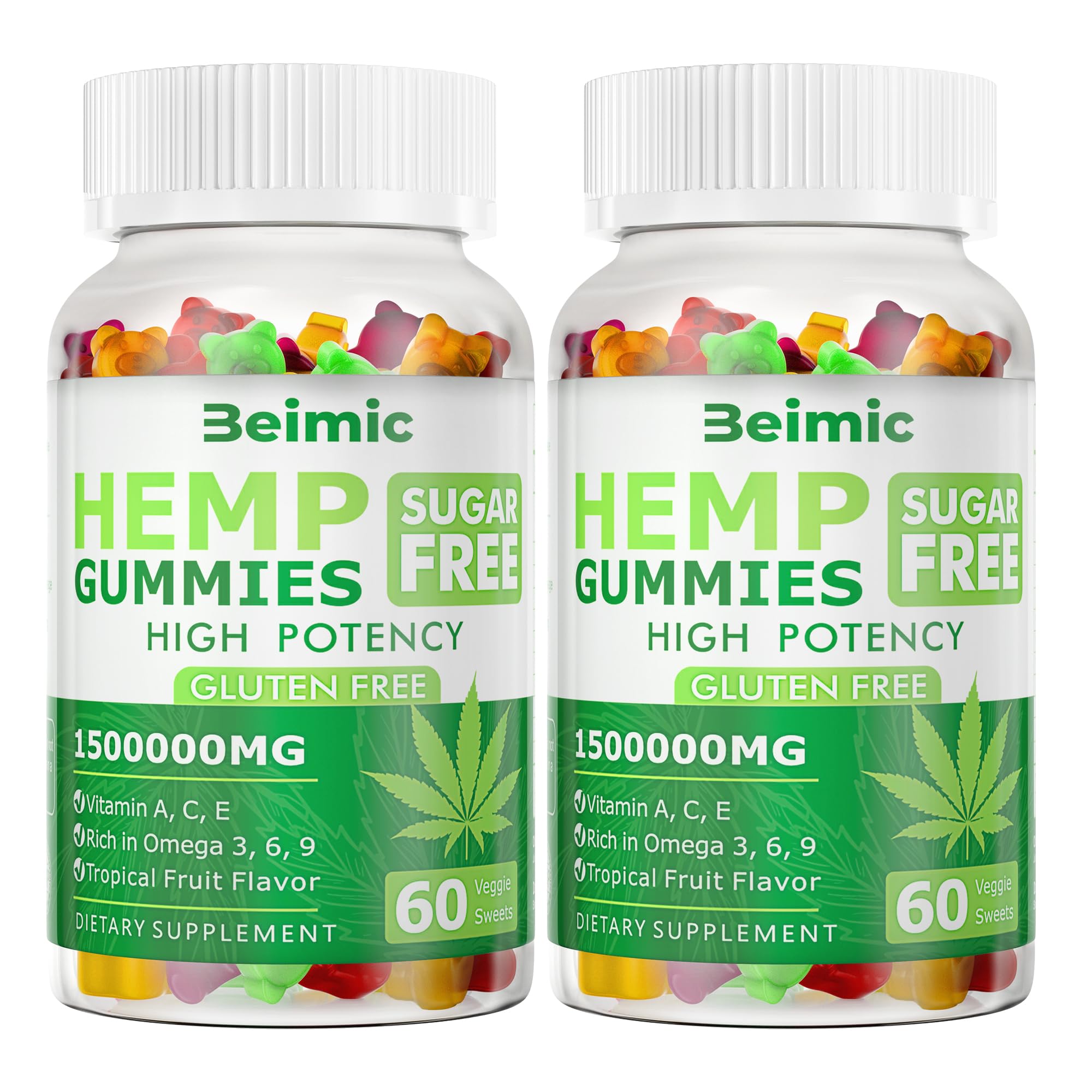BEIMIC Vegan Hemp Gummies front view with packaging