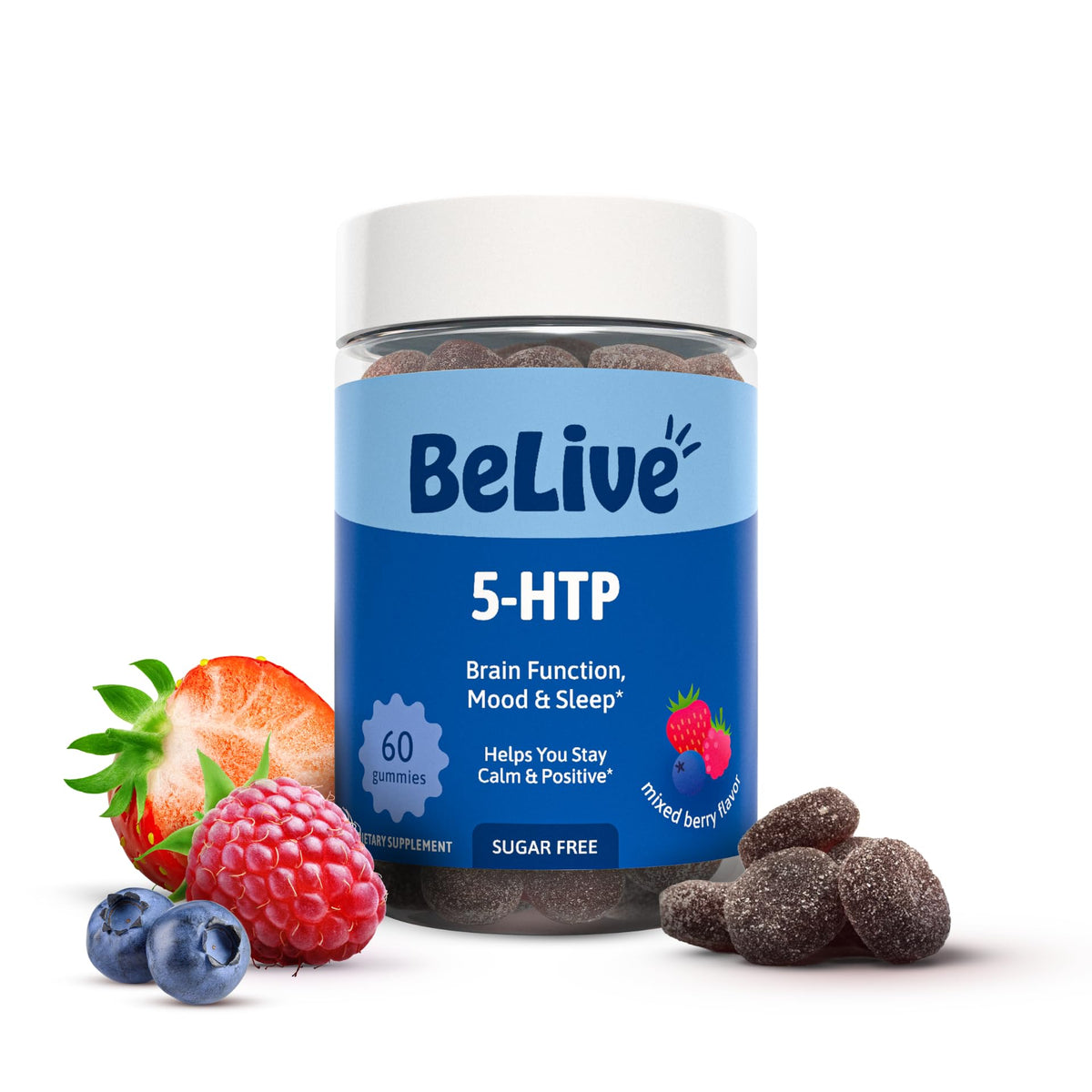 BeLive 5-HTP Gummies front view packaging